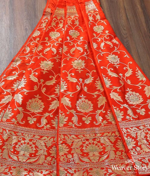 Handloom_Katan_Silk_Banarasi_Tomato_Red_Lehenga_with_Meenakari_WeaverStory_02