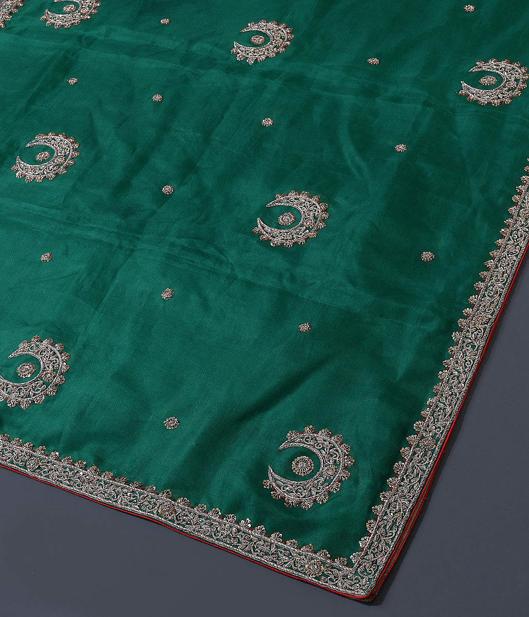 Handloom_Green_Chand_Boota_Dupatta_With_Zardozi_Border_WeaverStory_03