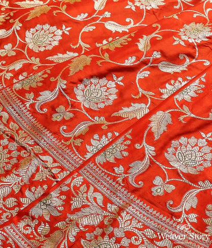 Handloom_Katan_Silk_Banarasi_Tomato_Red_Lehenga_with_Meenakari_WeaverStory_03