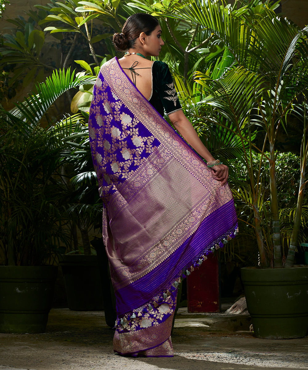 Handwoven Purple Angoor Jangla Saree