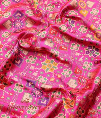 Handloom_Pink_Banarasi_Patola_dupatta_with_meenakari_WeaverStory_04