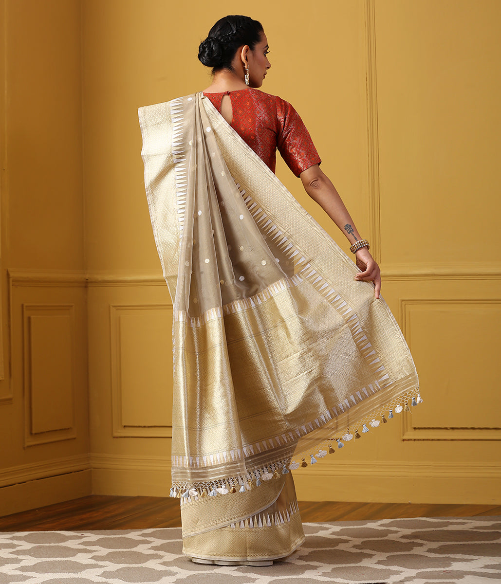 Handloom_Beige_Kora_Saree_with_Kadhwa_Booti_and_Temple_Border_WeaverStory_04