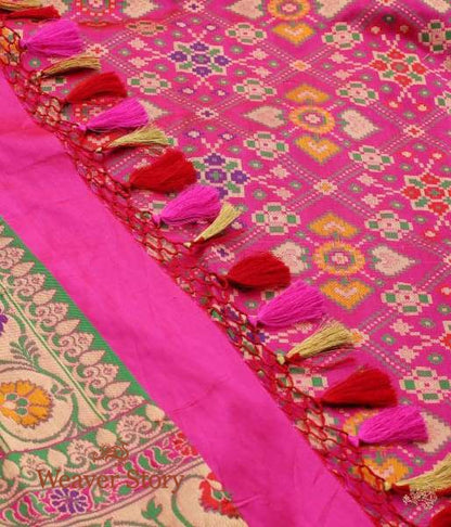 Handloom_Pink_Banarasi_Patola_dupatta_with_meenakari_WeaverStory_05