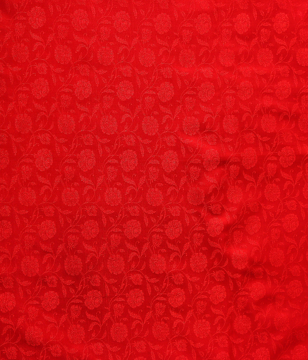 Handloom_Red_Self_Weave_Floral_Tanchoi_Fabric_WeaverStory_04