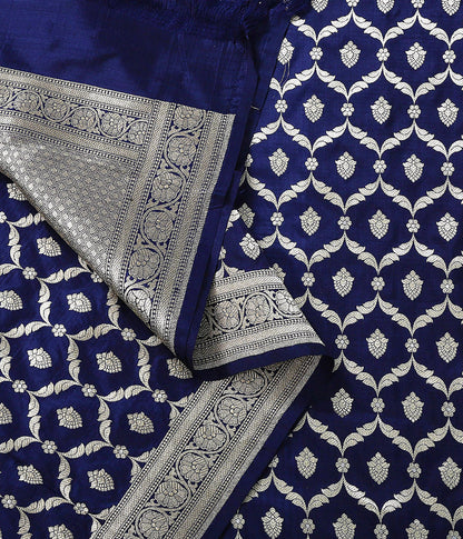 Handloom_Navy_Blue_Silk_Jangla_Dupatta_WeaverStory_04