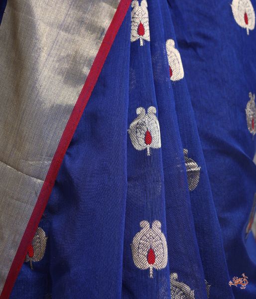 Handloom_Ink_Blue_Chanderi_Saree_with_Meenakari_motif_WeaverStory_04