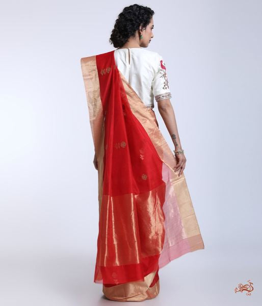 Bridal_Red_handloom_Chanderi_Saree_with_Tissue_Palla_WeaverStory_03