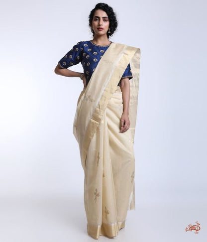 Handloom_beige_Chanderi_Saree_with_Sona_Rupa_Floral_motif_WeaverStory_03