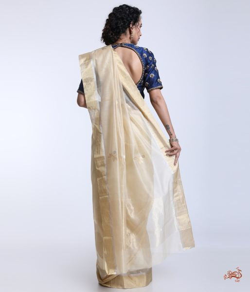 Handloom_beige_Chanderi_Saree_with_Sona_Rupa_Floral_motif_WeaverStory_05