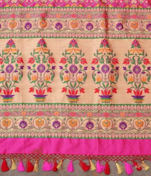 Handloom_Pink_Banarasi_Patola_dupatta_with_meenakari_WeaverStory_06