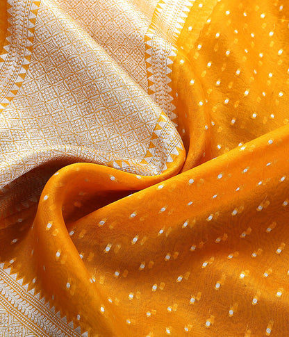 Handwoven_Yellow_Organza_Dupatta_with_Silver_Zari_Border_WeaverStory_05