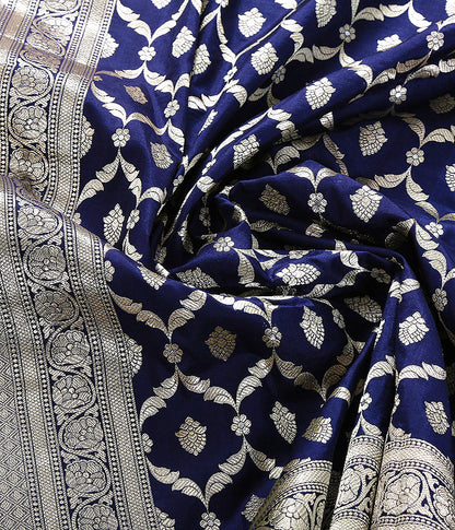 Handloom_Navy_Blue_Silk_Jangla_Dupatta_WeaverStory_05