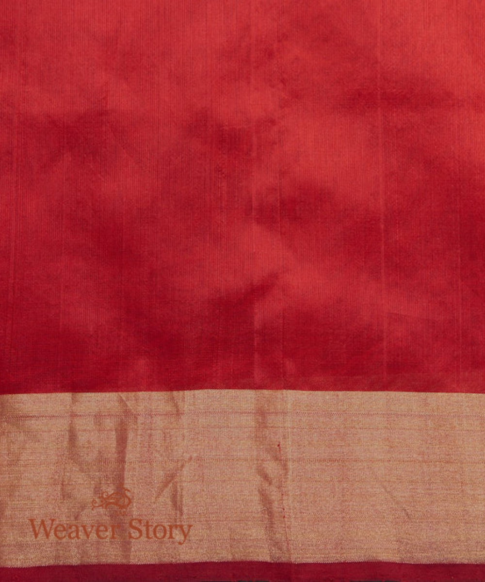 Handwoven Red Silk Chanderi Saree With Farheen Boota