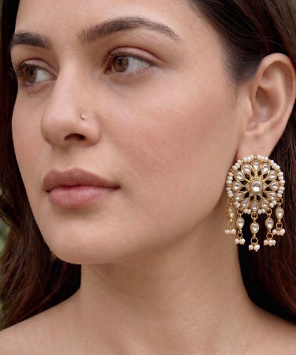 Mandala Pearl Stud Earrings