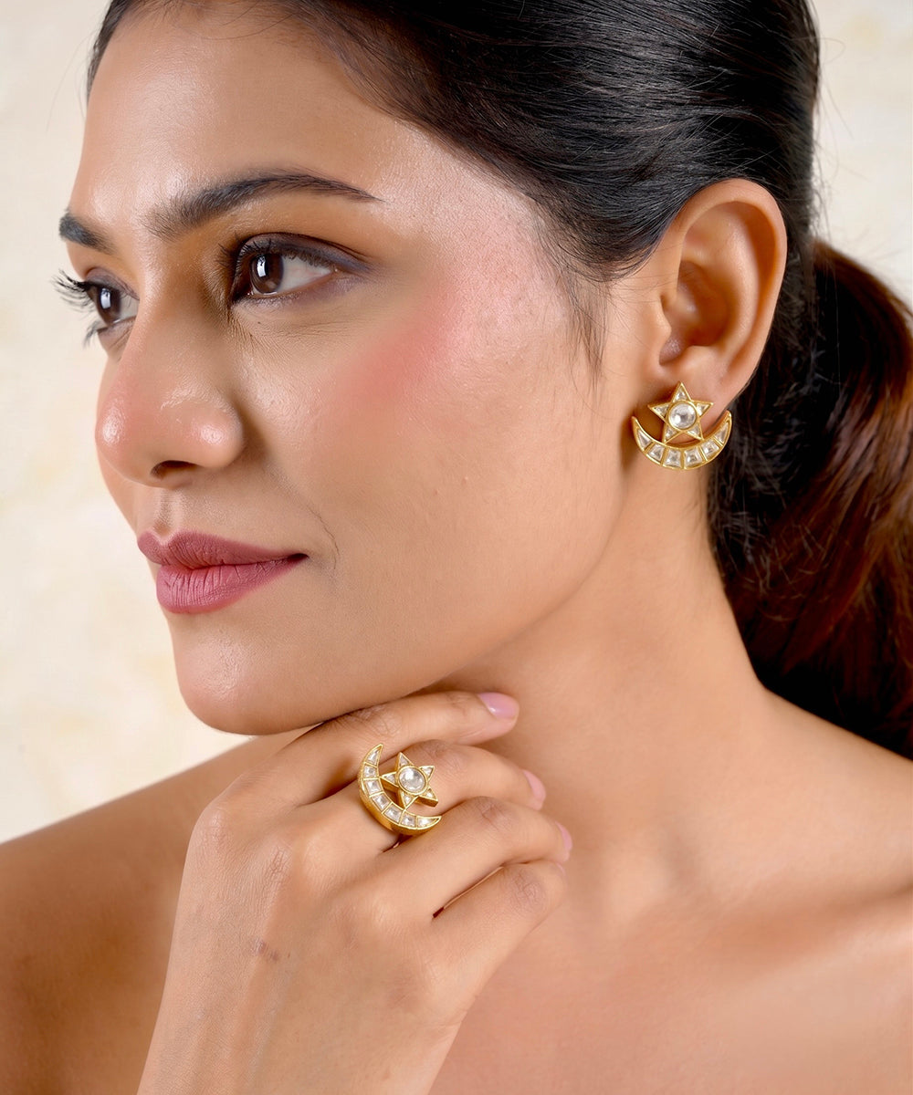 Celeste Moon &amp; Star Ring and Earring Set