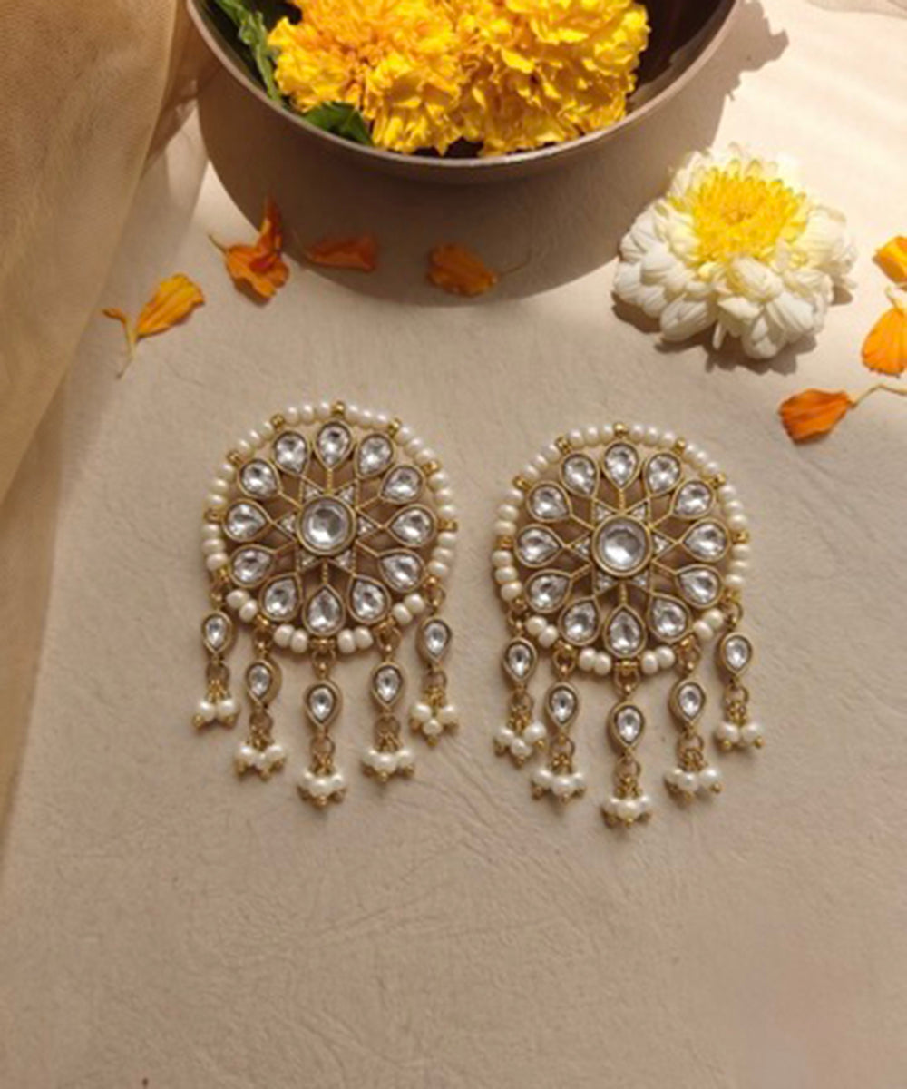 Mandala Pearl Stud Earrings