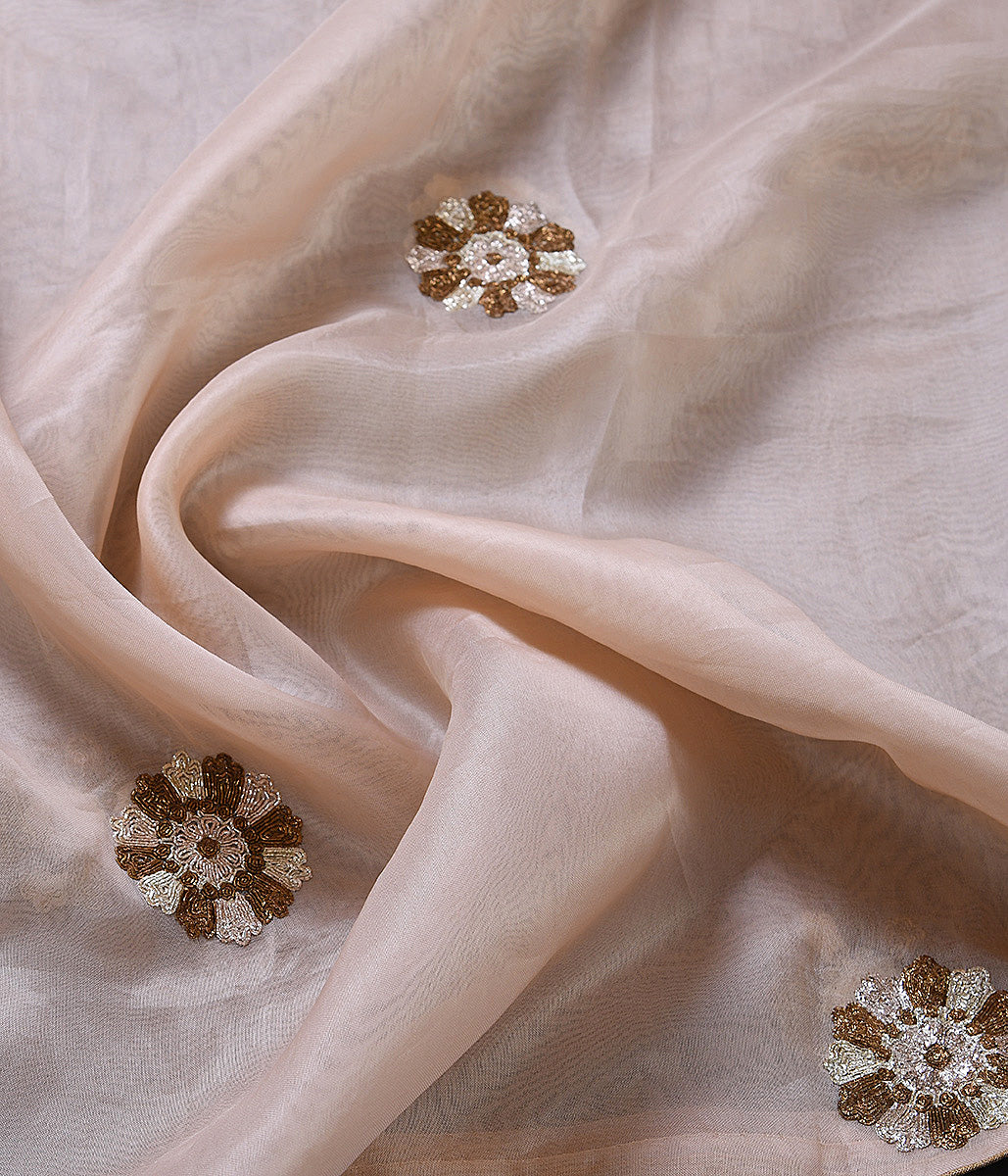 Handloom_Peach_Organza_Dupatta_with_Zardozi_Floral_Hand_Embroidery_WeaverStory_03