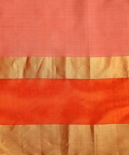 Handwoven Peach Mercerised Cotton Saree With Orange Border