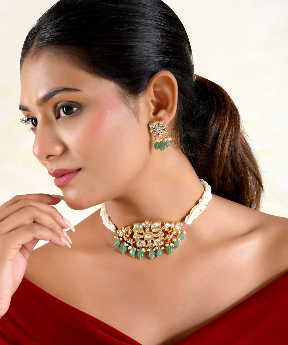 Aina Pearl Polki Choker Set