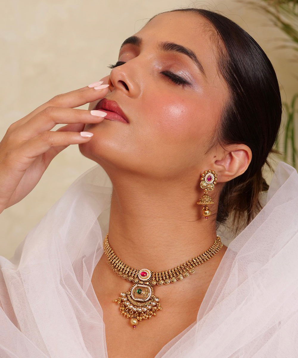 Heirloom Jadau Pendant Necklace Set