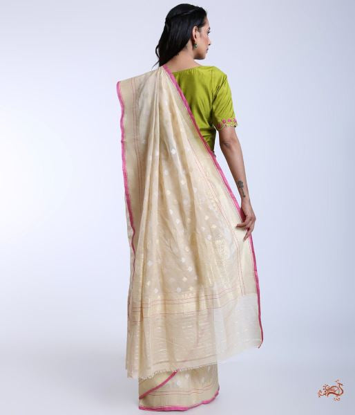 OffWhite_Handloom_Pure_Banarasi_cotton_Saree_WeaverStory_03