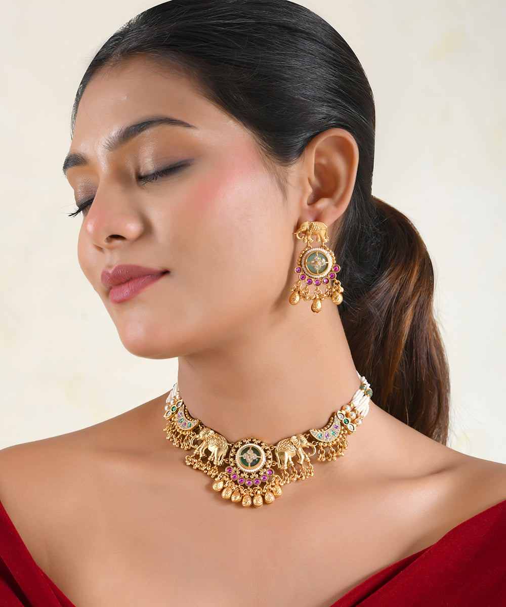 Gajalakshmi Temple Choker Set