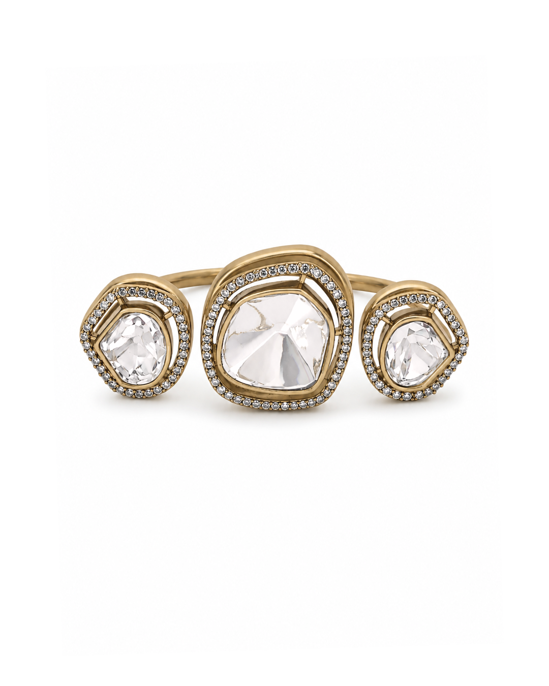 Sheeshmahal Dual Finger Polki Ring