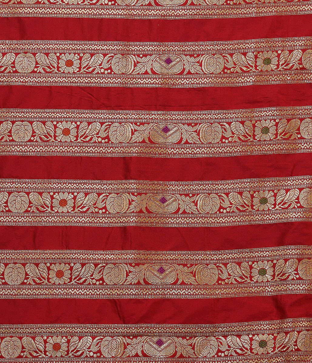 Red_Handloom_Silk_Kadhwa_Banarasi_Lehenga_with_Meenakari_WeaverStory_08