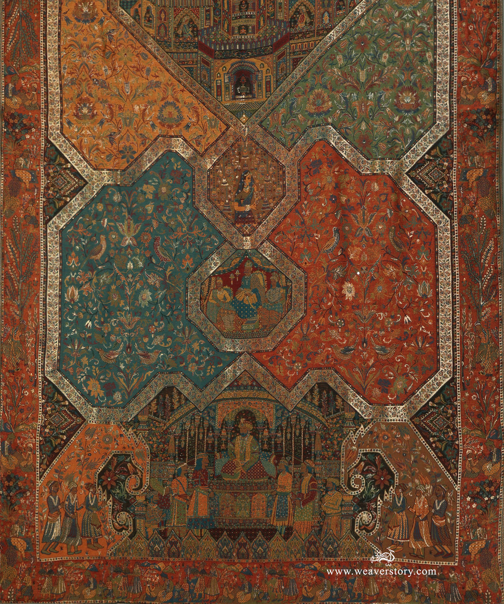 Rust Handwoven Pure Cashmere Wool Jamawar Doshala With Rust Tissue Fnishing