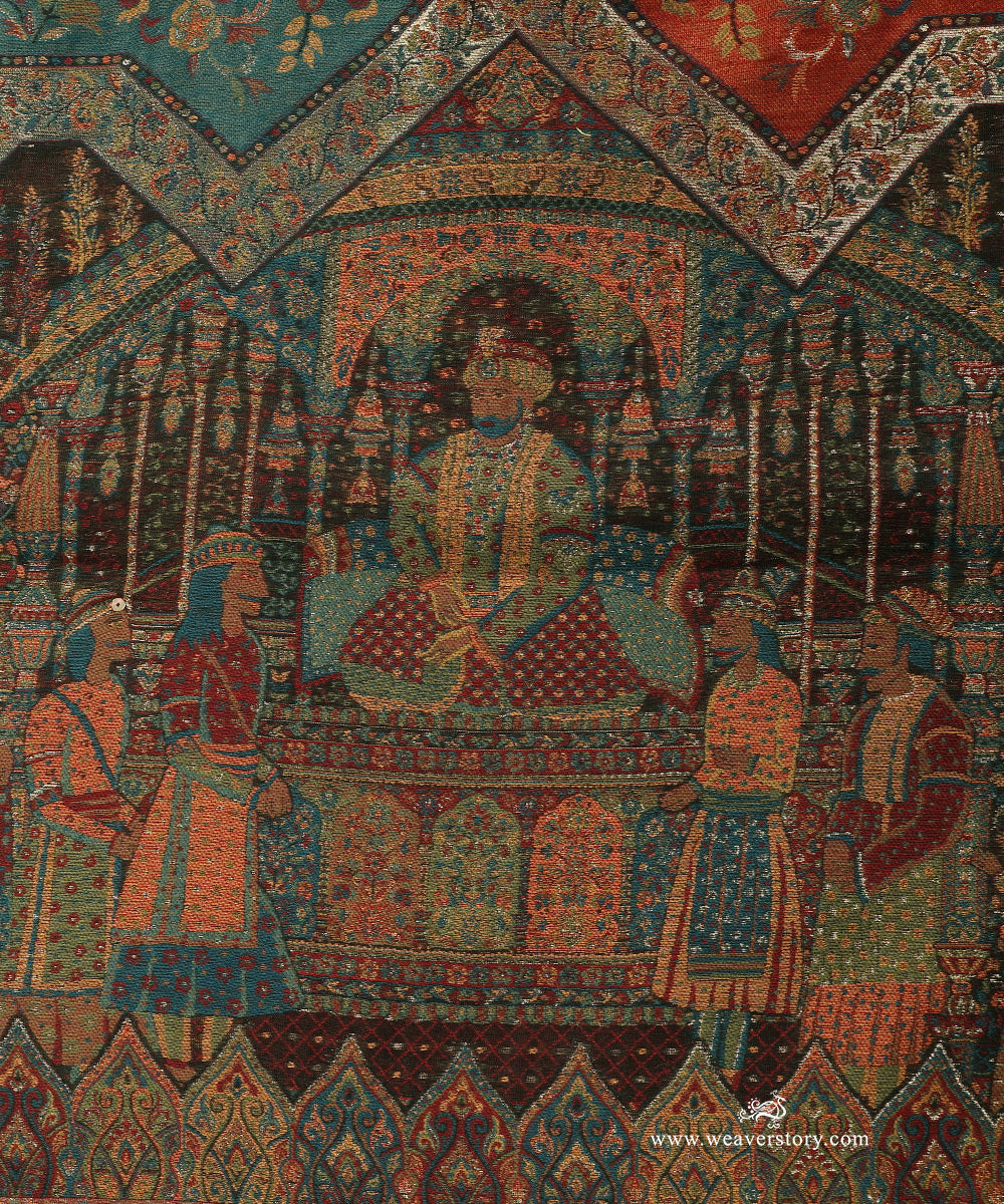 Rust Handwoven Pure Cashmere Wool Jamawar Doshala With Rust Tissue Fnishing