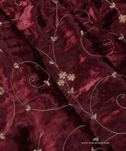 Maroon Hand Embroidered Pure Silk Velvet Doshala With All Over Zardosi Jaal - Pre Order
