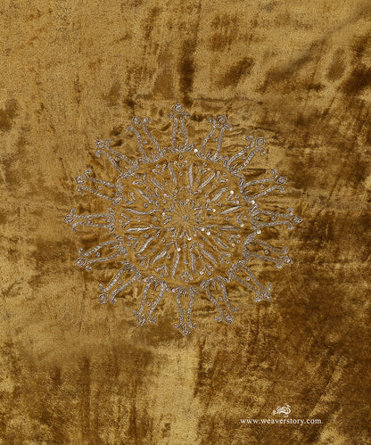 Heena Green Hand-Embroidered Zardozi Velvet Doshala with Zardosi Embroidered Sun Motif