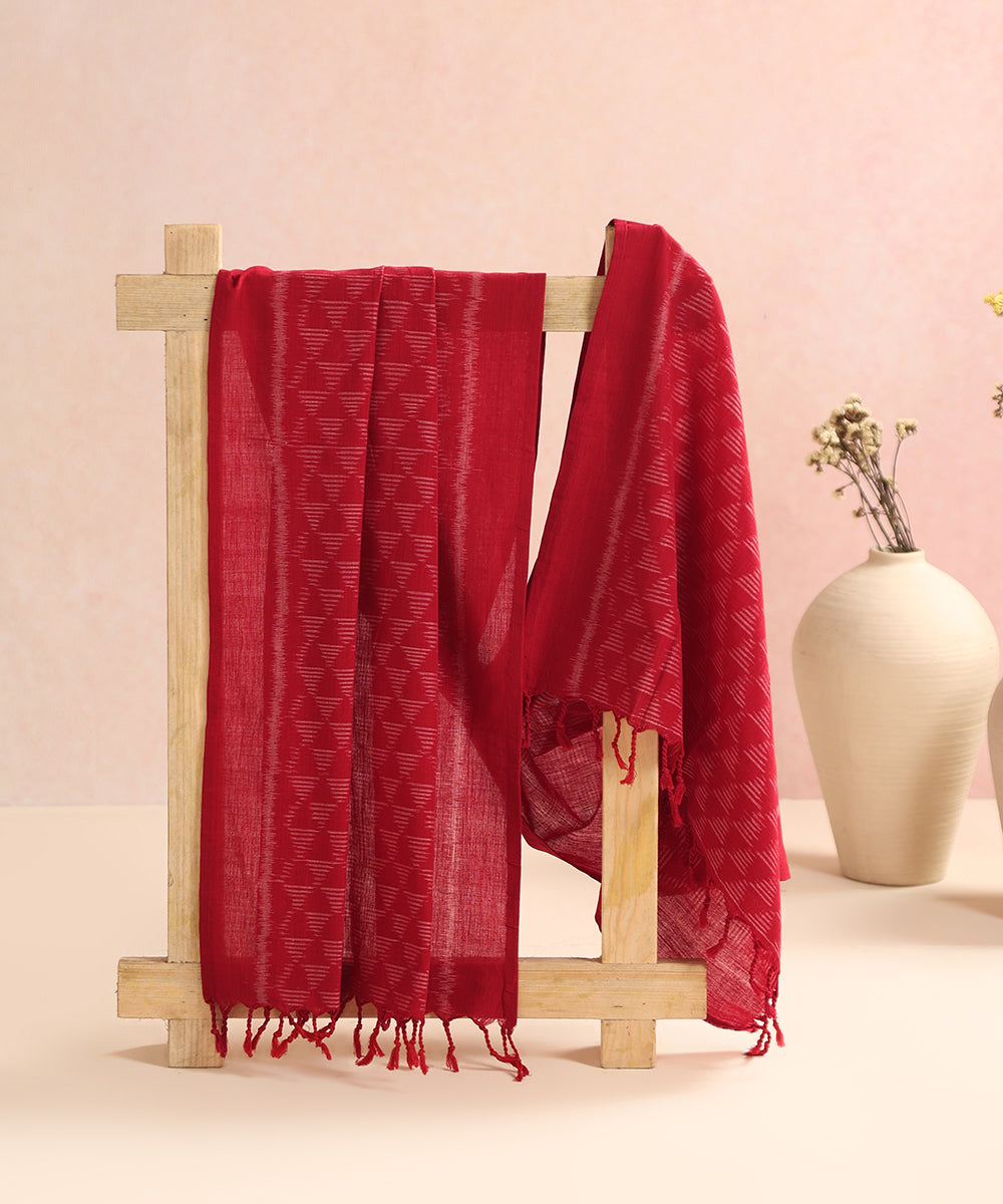 Purple Handloom Cotton Pramid Motif Ikat Stole