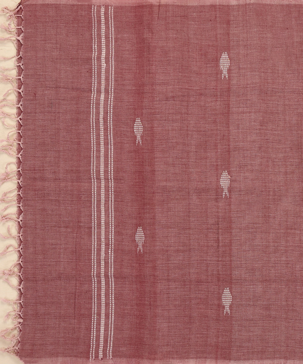 Handloom Brick Cotton Fish Motif Ikat Stole
