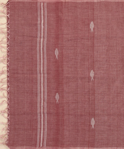 Handloom Brick Cotton Fish Motif Ikat Stole