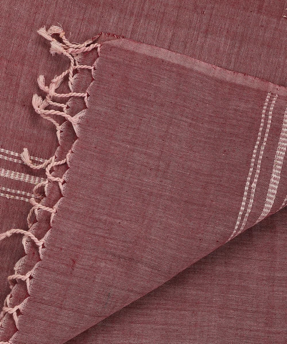 Handloom Brick Cotton Fish Motif Ikat Stole
