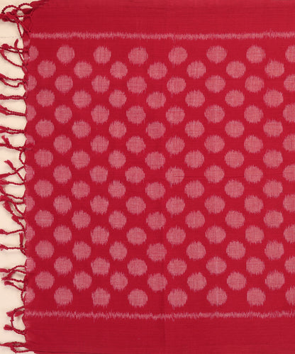 Red Handloom Cotton Polka Motif Ikat Stole