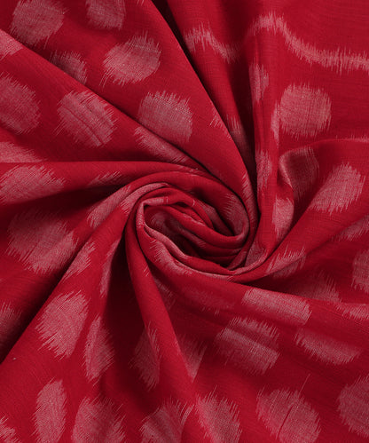 Red Handloom Cotton Polka Motif Ikat Stole