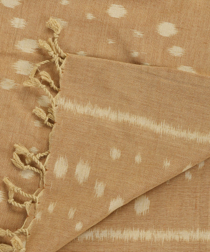 Beige Handloom Cotton Ikat Stole With Bootas