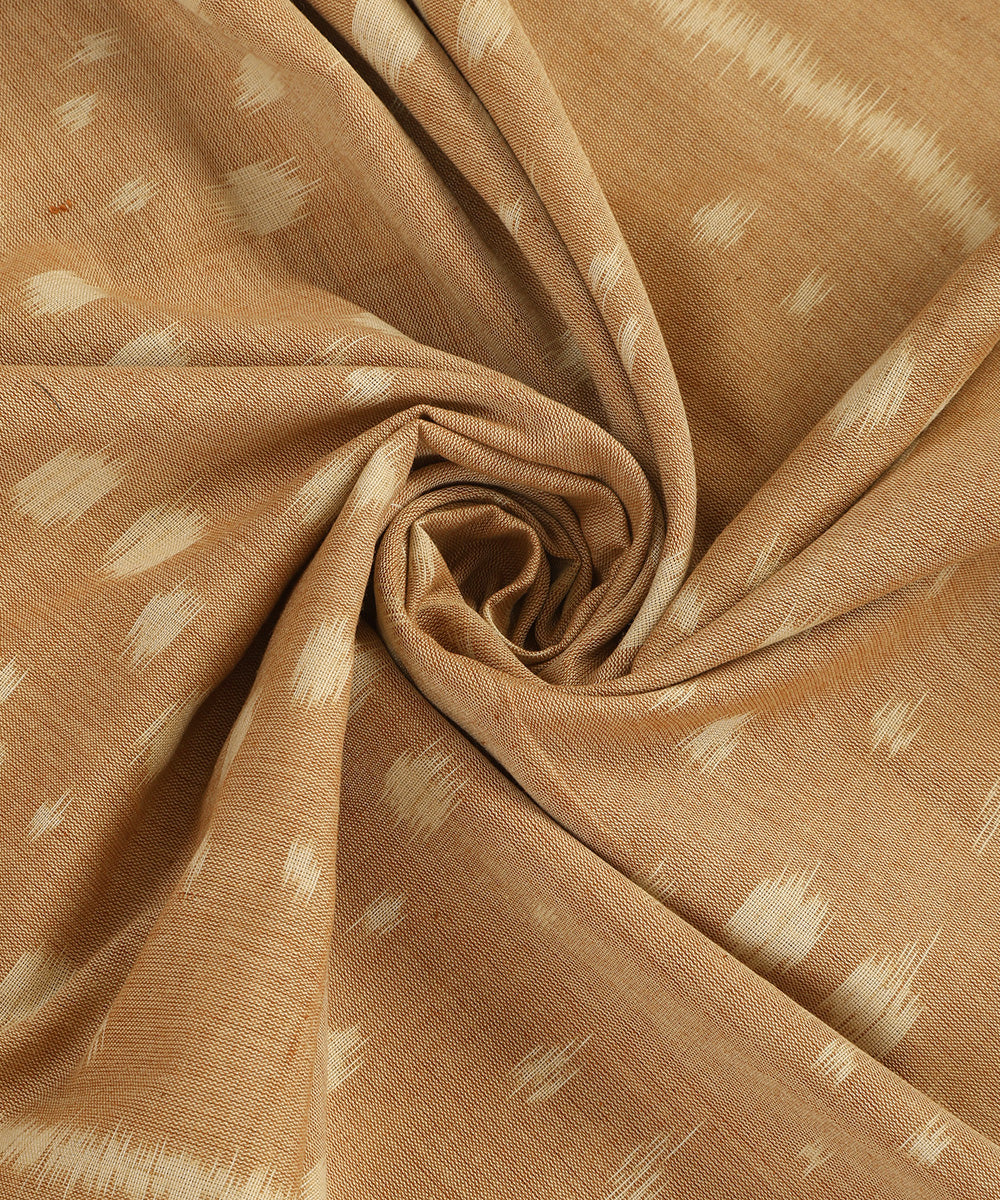 Beige Handloom Cotton Ikat Stole With Bootas