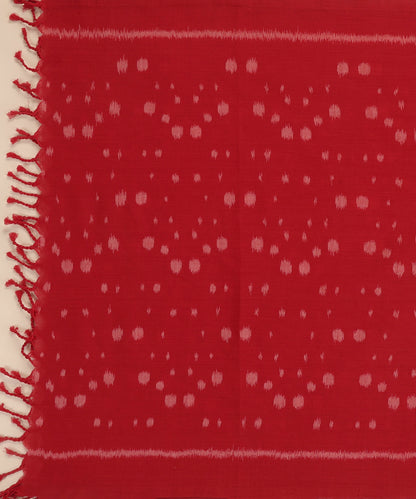 Red Handloom Cotton Ikat Stole With Bootas