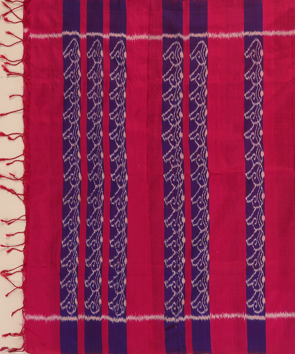 Rani Pink Handloom Cotton Shankh Motif Ikat Stole
