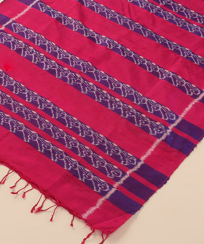 Rani Pink Handloom Cotton Shankh Motif Ikat Stole