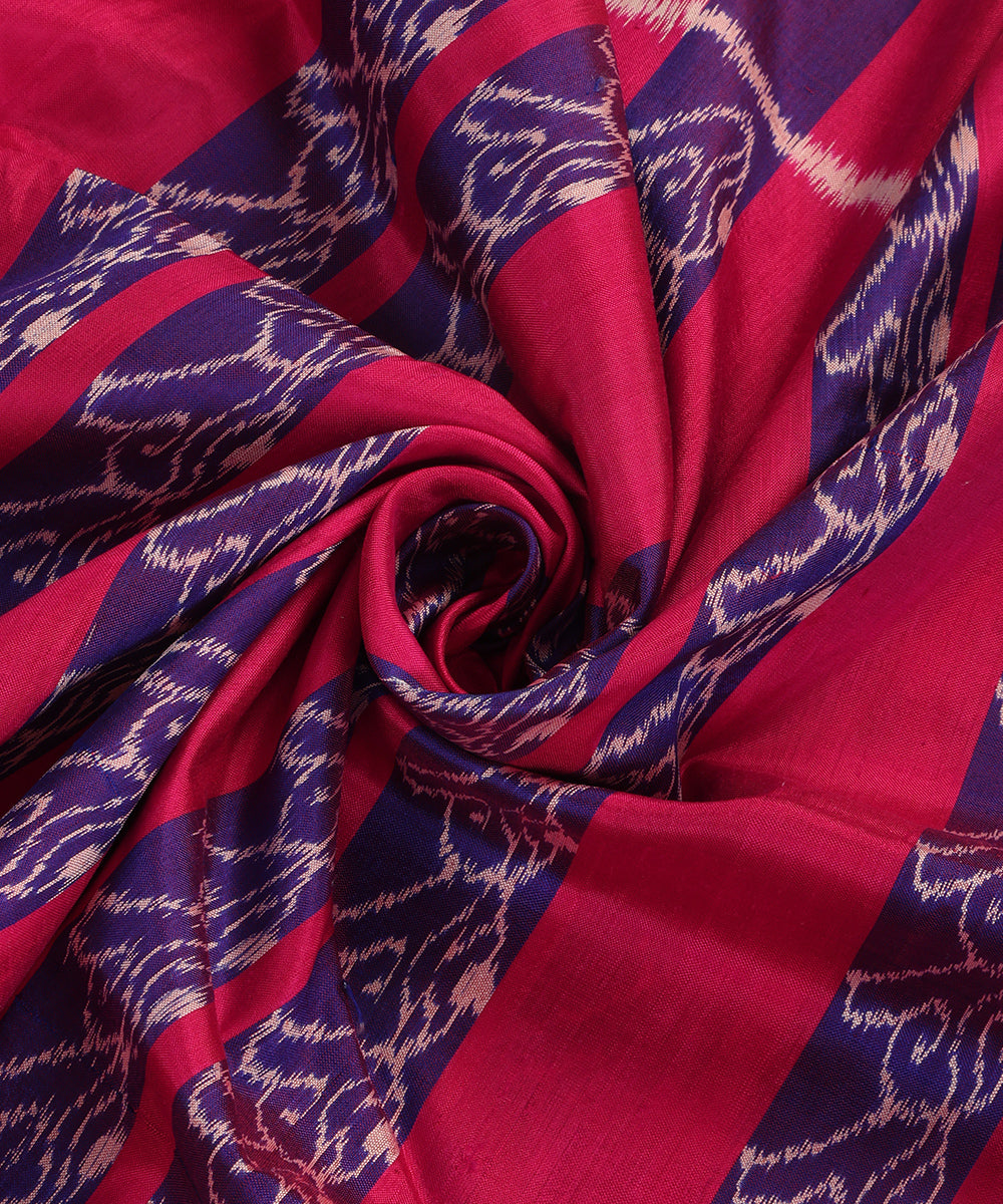 Rani Pink Handloom Cotton Shankh Motif Ikat Stole