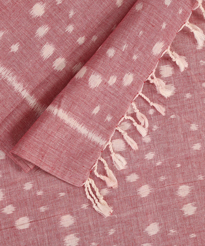 Pink Handloom Cotton Ikat Stole With Bootas