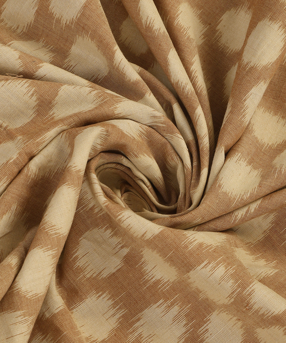 Beige Handloom Cotton Polka Motif Ikat Stole