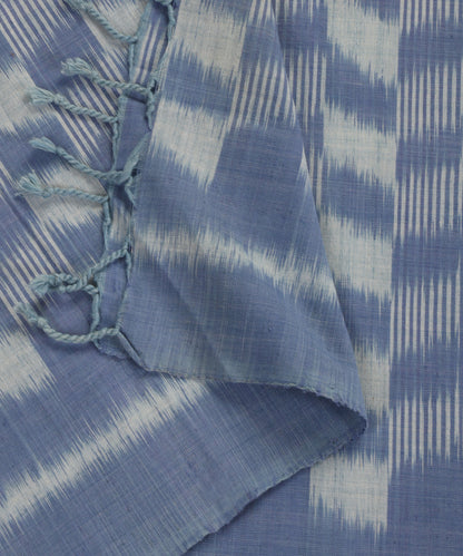 Indigo Handloom Cotton Chequerboard Motif Ikat Stole