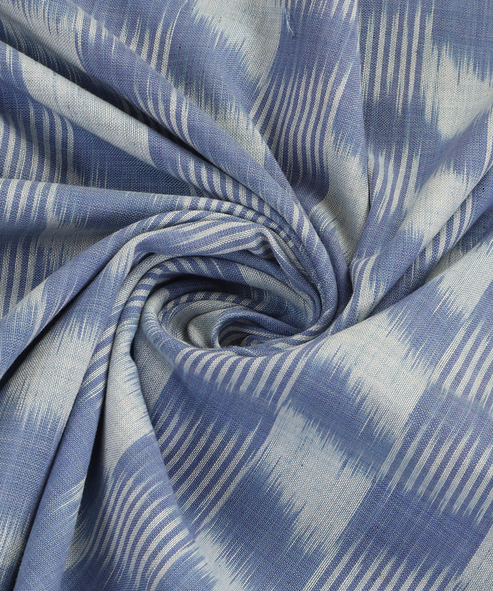 Indigo Handloom Cotton Chequerboard Motif Ikat Stole