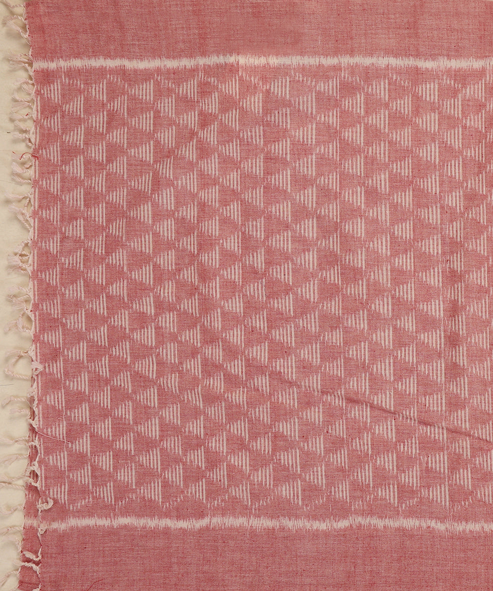 Pink Handloom Cotton Pyramid Motif Ikat Stole
