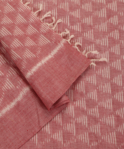 Pink Handloom Cotton Pyramid Motif Ikat Stole